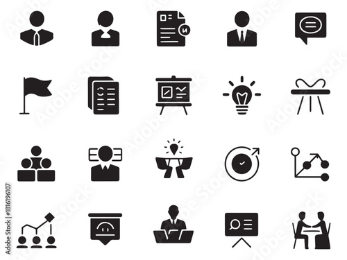 Modern business icons collection for professional projects and presentations