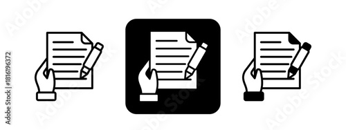 Contract Solid color and black line drawing vector illustration set