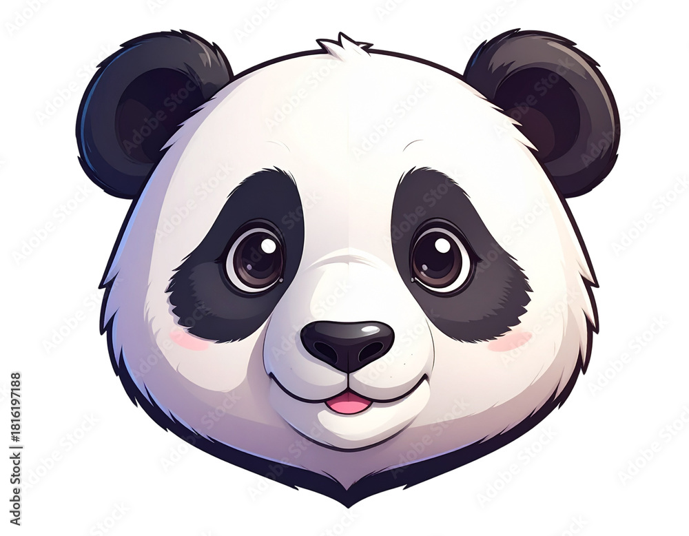 Fototapeta premium Cute Panda Head Cartoon Style transparent background png