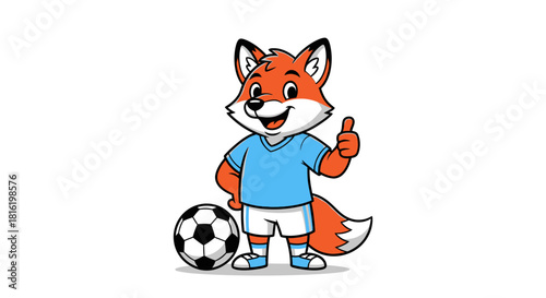 Enthusiastic fox mascot in soccer attire, offering encouragement and team spirit design illustration