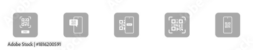 Contactless QR Code Scan Icons for App and Web Interface