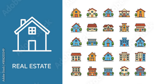 Vector icons celebrating various events and holidays with gift boxes, music, and food, perfect for invitations and decorations