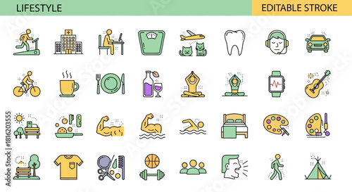 Vector icons celebrating various events and holidays with gift boxes, music, and food, perfect for invitations and decorations