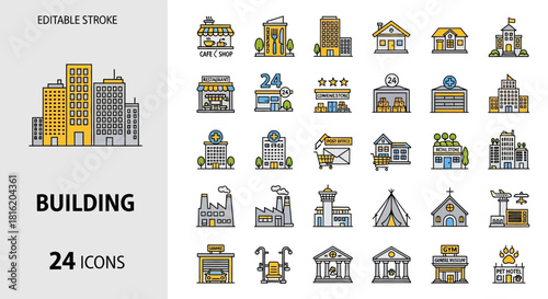 Vector icons celebrating various events and holidays with gift boxes, music, and food, perfect for invitations and decorations