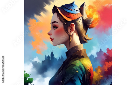 Fantasy Female Portrait in Colorful Style