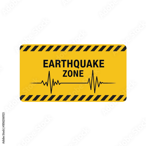 Earthquake zone warning sign icon with seismograph line. seismic activity alert vector Vector, illustration