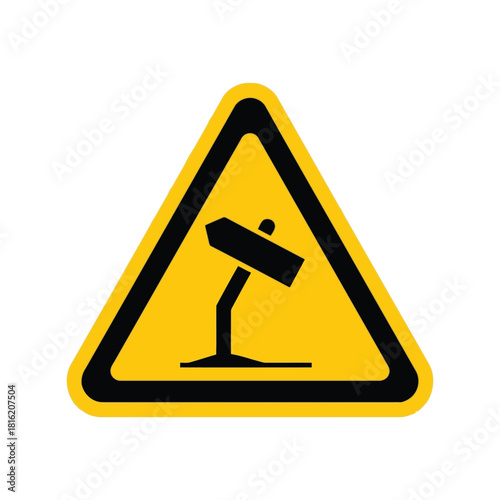 Obstacle hazard warning sign: uneven ground, unstable surface, falling object danger Vector, illustration