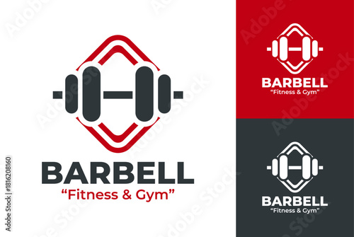 Barbell Logo Dynamic Powerlifting Fitness Mark