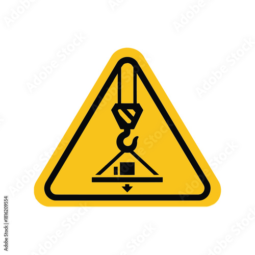 Danger overhead load warning sign isolated   falling object hazard icon Vector, illustration
