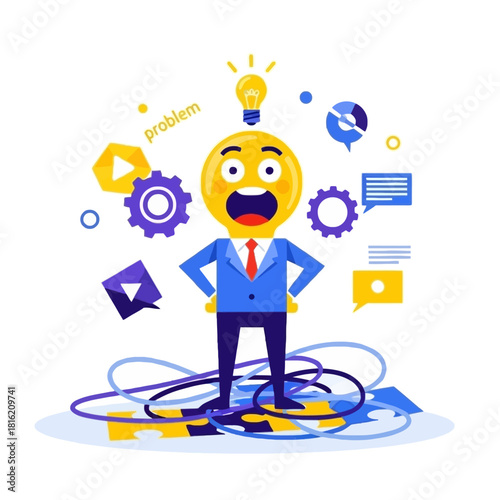 A cheerful cartoon boy holding a large strawberry and a refreshing pink fruit smoothie with whipped cream and a lemon slice, surrounded by hearts and leaves.