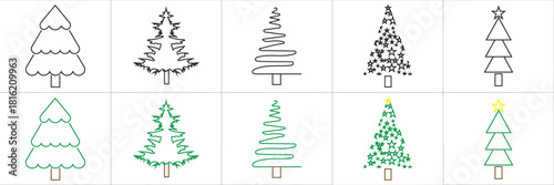  Christmas icon. Holiday symbol. Xmas icons set. Christmas tree icon. Vector illustration. EPS 10