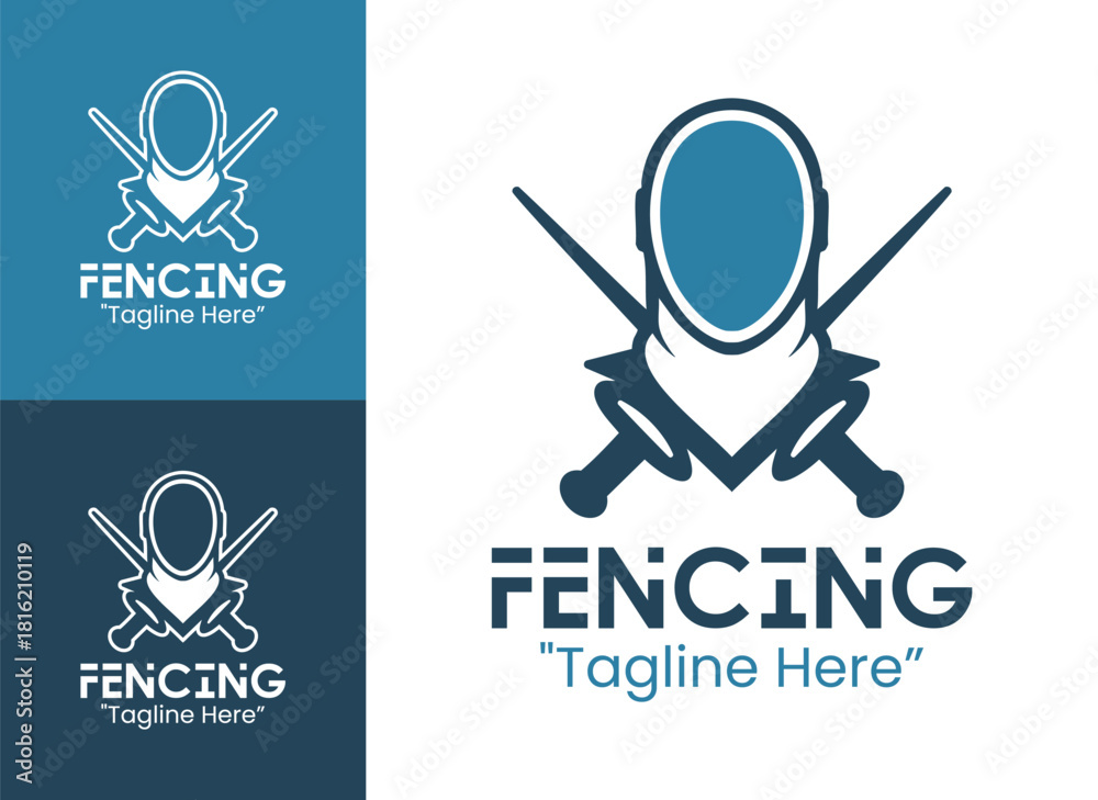 Fototapeta premium Fencing Logo Minimal Sword Athlete Mark