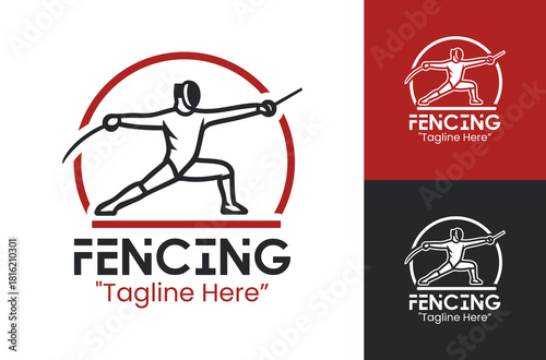 Fencing Logo Linear Athlete Sword Mark