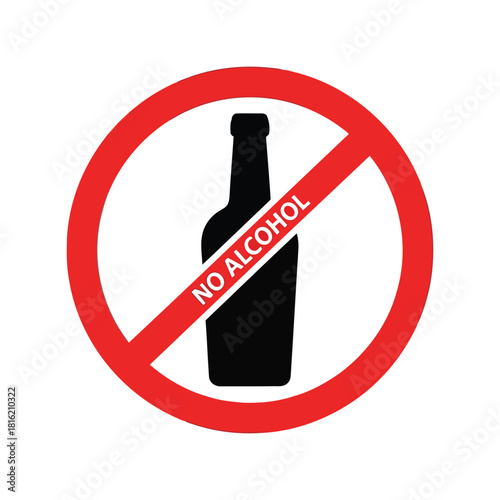 No alcohol sign vector icon: prohibition, abstinence, and restriction symbol Vector, illustration