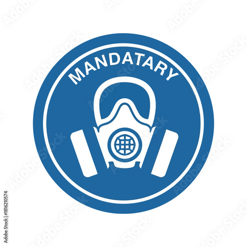 Mandatory respiratory protection sign. gas mask required area symbol. safety workplace icon Vector, illustration