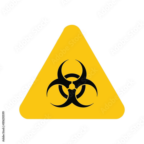 Biohazard warning sign icon on yellow triangle. biological contamination danger symbol vector. Vector, illustration