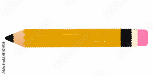 Illustration of a yellow pencil with a pink eraser on white