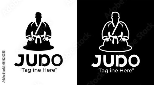 Judo Logo Dynamic Throw Athlete Symbol