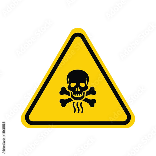 Toxic hazard warning sign icon with skull crossbones. poisonous chemical danger symbol. Vector, illustration