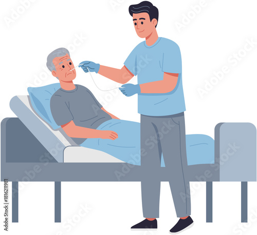 Nurse Inserting Nasogastric Tube
