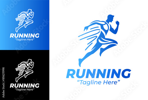 Running Logo Dynamic Road Athlete Mark