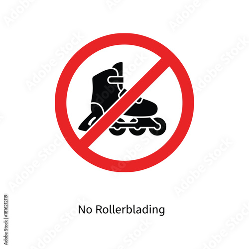 No rollerblading sign icon vector. forbidden inline skating symbol for safety, public areas Vector, illustration