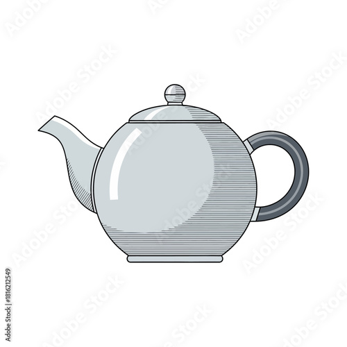 Elegant teapot illustration with refined design and classic contours for tea brewing