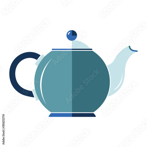Stylized light blue teapot illustration suitable for beverage related design project or decoration