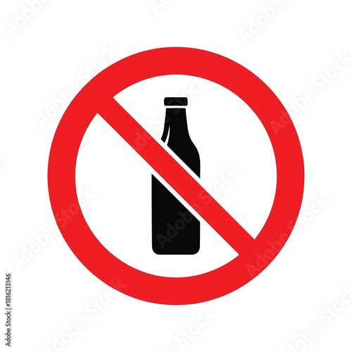 No alcohol sign icon   prohibited beverages symbol, stop drinking warning vector Vector, illustration