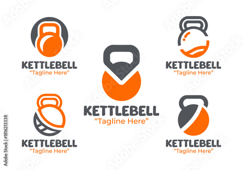 5 Kettlebell Logo Set Strength Functional Fitness Collection