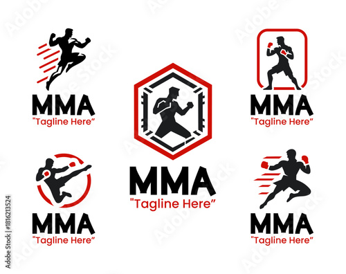 5 MMA Logo Set Mixed Martial Arts Combat Identity Collection
