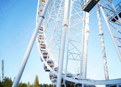 White viewing circle on a blue sky background