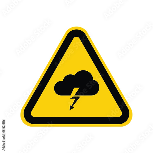 Warning sign for lightning thunderstorm and severe weather danger icon symbol Vector, illustration