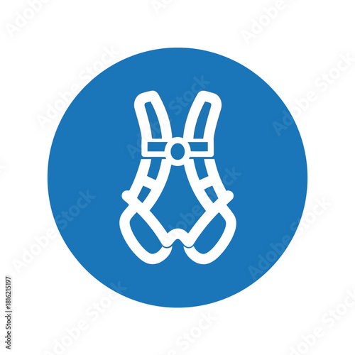 Safety harness icon for fall protection, industrial construction worker equipment Vector, illustration