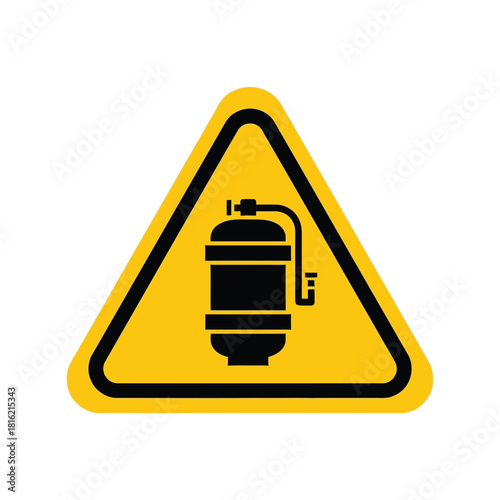 Pressurized gas cylinder tank warning signage vector icon industrial safety Vector, illustration
