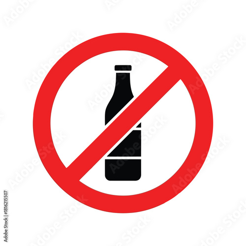 No alcohol allowed symbol. drinking prohibited sign. abstain from alcohol icon. Vector, illustration