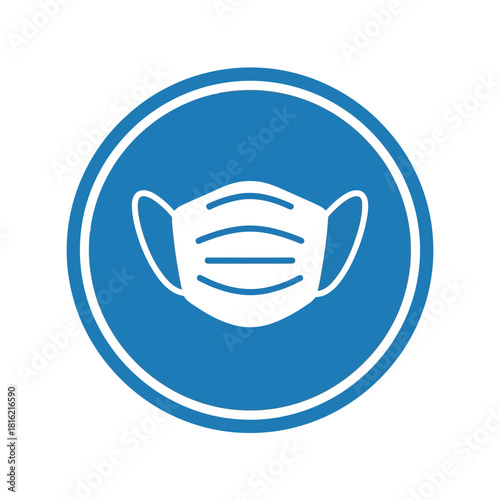 Mandatory face mask symbol icon. wear mask sign. public health safety precaution Vector, illustration