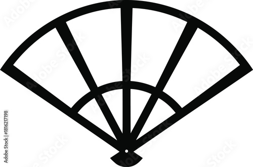 Black outline of an open fan on white background vector
