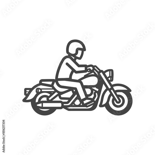 Vector illustration depicting a motorcyclist riding a classic motorcycle on an adventure ride
