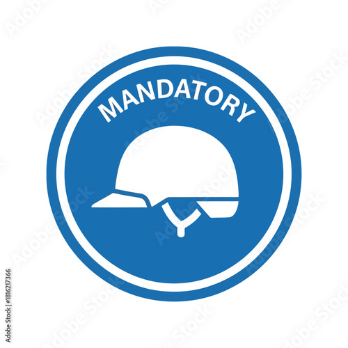 Mandatory hard hat area sign vector icon   construction site ppe safety requirement symbol Vector, illustration
