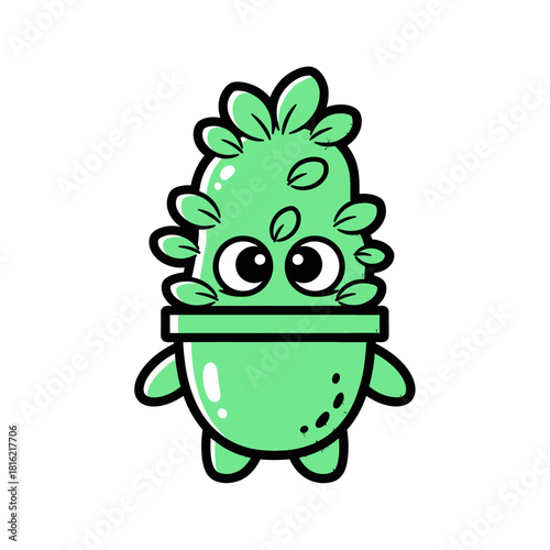 Cheerful cartoon cactus character bringing playful charm and lively appeal to creative projects