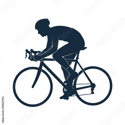 Silhouette of a cyclist riding a bicycle, vector illustration of an athlete competing in a race