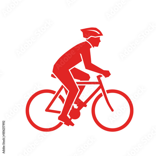 Silhouette of a cyclist: vibrant red design showcasing athleticism and determination for outdoor