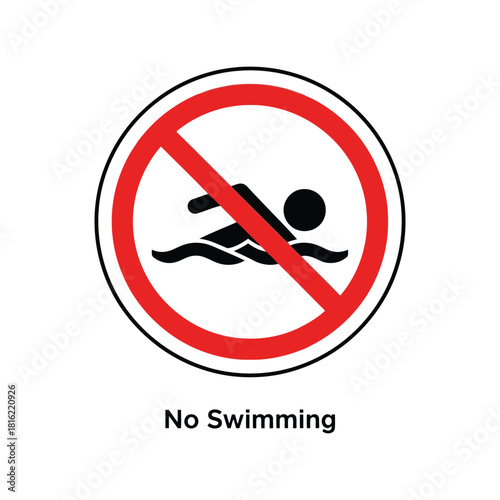 No swimming sign icon   forbidden water activity prohibition warning symbol Vector, illustration