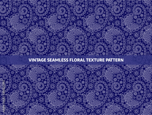 Seamless Vintage textile pattern floral texture vector y3ks