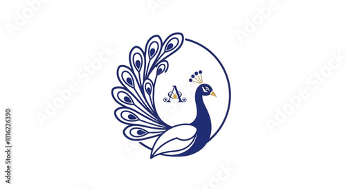 Elegant peacock illustration for a sophisticated logo or brand emblem project creation