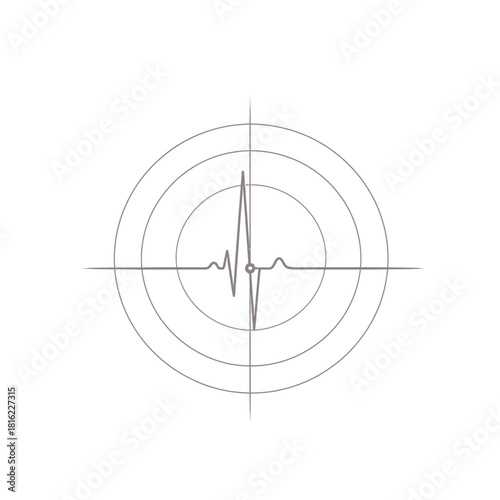 Abstract representation of a heart rate monitor or ECG showing a pulse wave within concentric circles, symbolizing health and medical technology