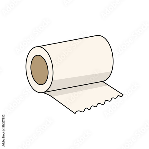 Lint roller refill sleeve illustration. Spare cylindrical layer roll. Torn-edge peel strip detail. Simple cleaning accessory shape. Minimal household dust tool.