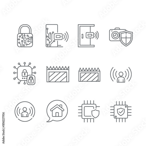 Security System Icons Modern Protection & Surveillance Features