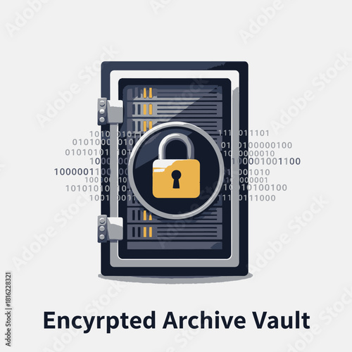Encrypted Archive Vault Secure Data Storage and Digital Information Protection Concept Illustration